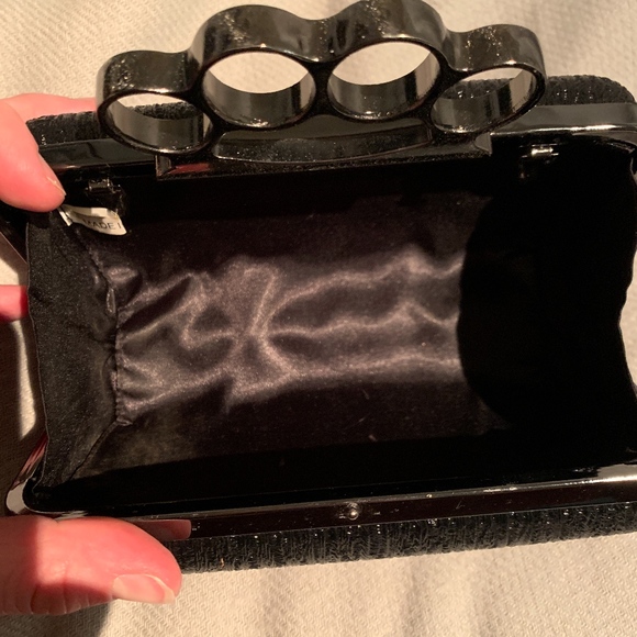 Black Embellished Knuckle Clutch - Picture 5 of 7